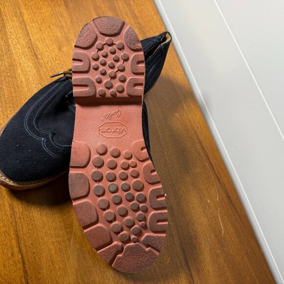Walk Over Navy Franklin Suede Wingtip Shoes WM5011 Size 12M Vibram Gumlite - Picture 8 of 12